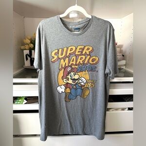 Old Navy Gray and Yellow Super Mario Short Sleeve Tee